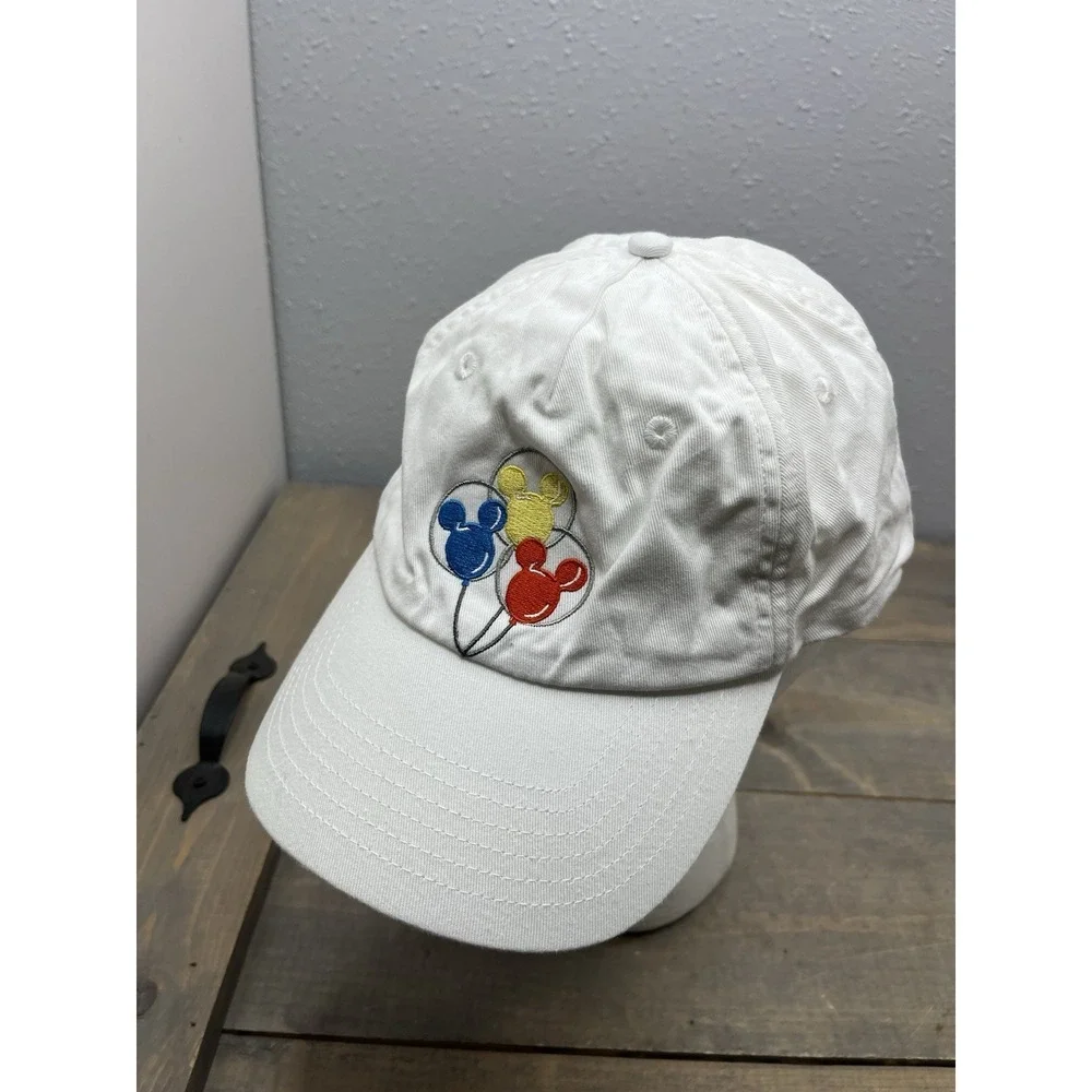 Disney Parks Mickey Mouse Balloons Baseball Cap Hat White Unisex Pre‎ Owned